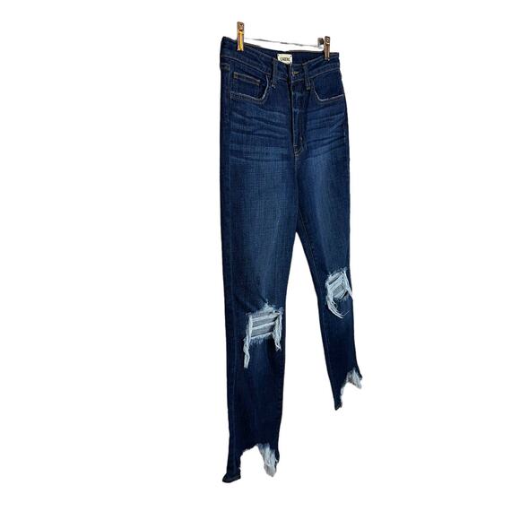 L'Agence High Line High Rise Skinny Distressed Blue Cropped Denim Jeans Size 27 - Picture 5 of 9